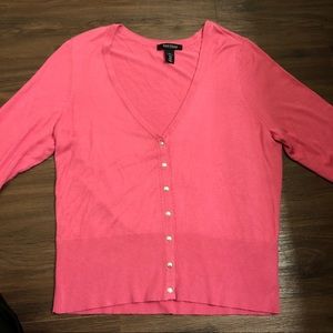 White House Black Market Pink Button Up Cardigan